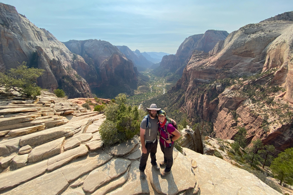 Lisa and and partner Joe at Angel's Landing.