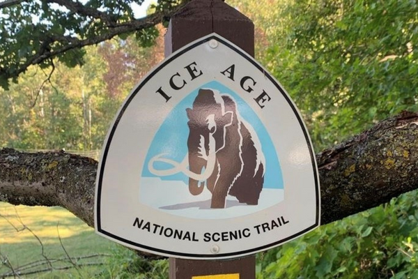 The iconic Ice Age National Scenic Trail sign. Photo by Collin Britton.