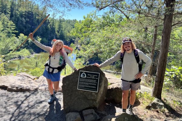 Lorenz and Cole posing at the Western Terminus. Photo provided by: Stephanie Lorenz and Chandler Cole.