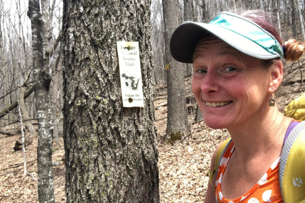 Already having completed 10 National Scenic Trails, Arlette is a pro at "following the blazes." Photo by Arlette Laan.