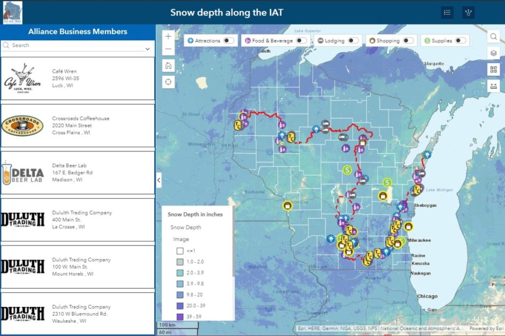 Ice Age Trail Alliance, Ice Age National Scenic Trail, Snow Depth Map, Snow, Wisconsin, Map, Interactive Map