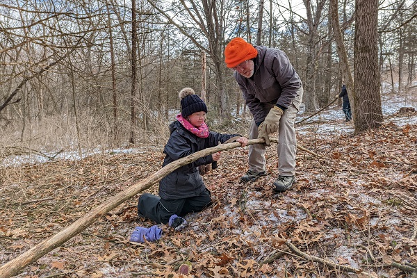Volunteers of all ages bundled up and came out to help with habitat management events along the Ice Age Trail. Photo by Justine Kapitzke.