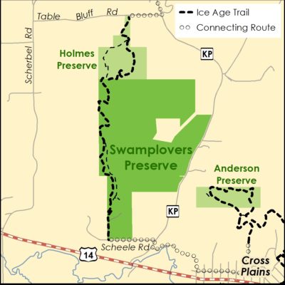 Ice Age Trail Alliance, Ice Age National Scenic Trail, Swamplovers Preserve, Cross Plains, Dane County, Map