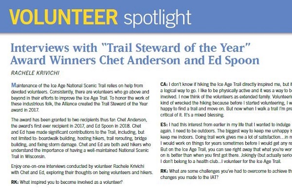 ice Age Trail Alliance, Ice Age National Scenic Trail, Volunteer Spotlight, Mammoth Tales